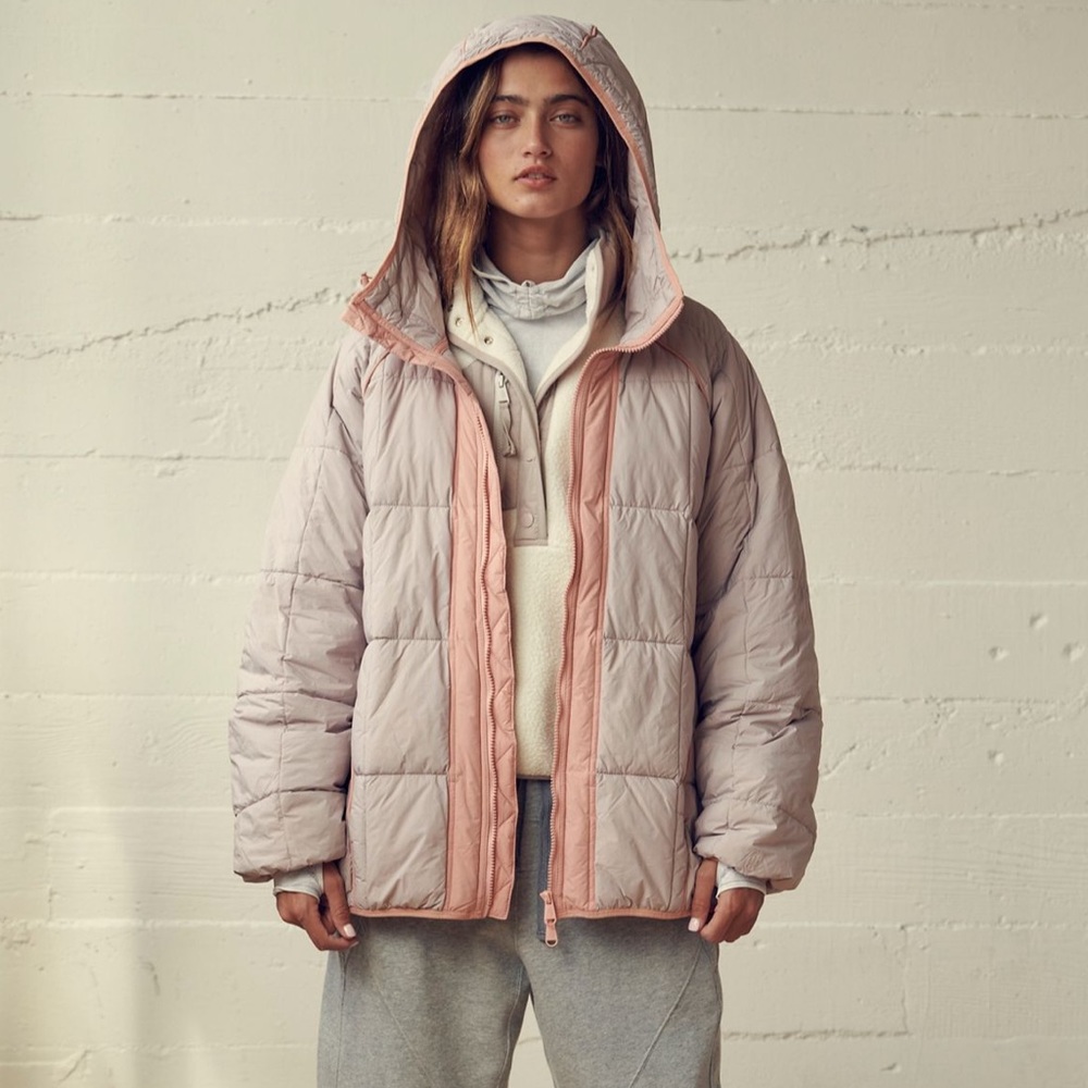 Free People fp Movement Packable Winter Puffer Jacket Coat Purple Lavender Large
